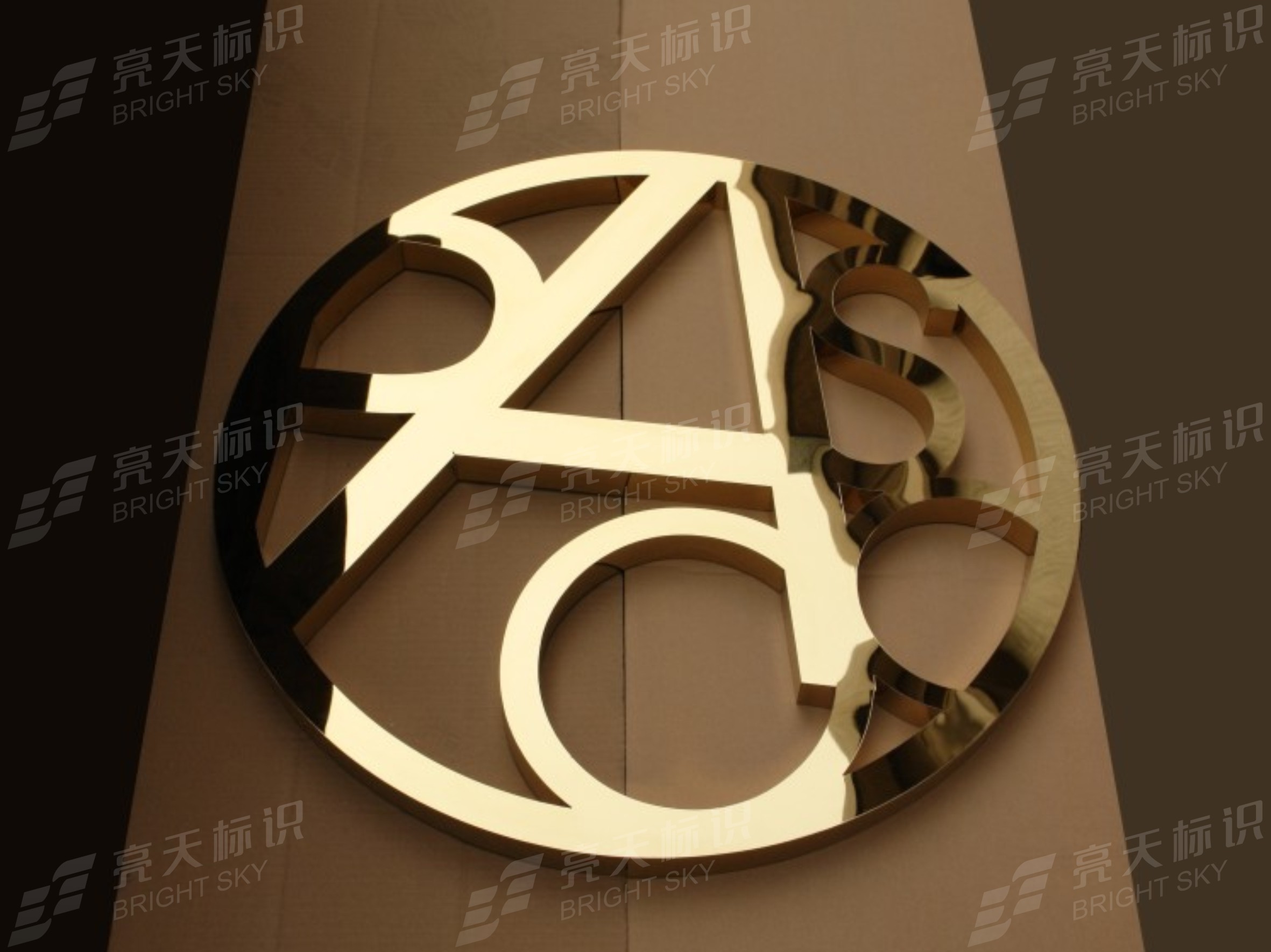 镜面不锈钢镀黄钛平面字